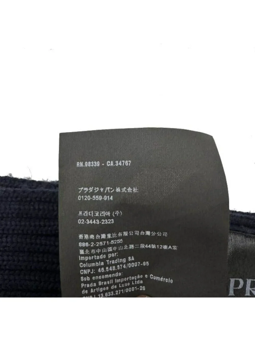 Prada Sports Rubber Logo Rib Scarf Shawl Navy